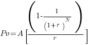 Pv = A[ (1 - 1/(1+r)^N)/r]